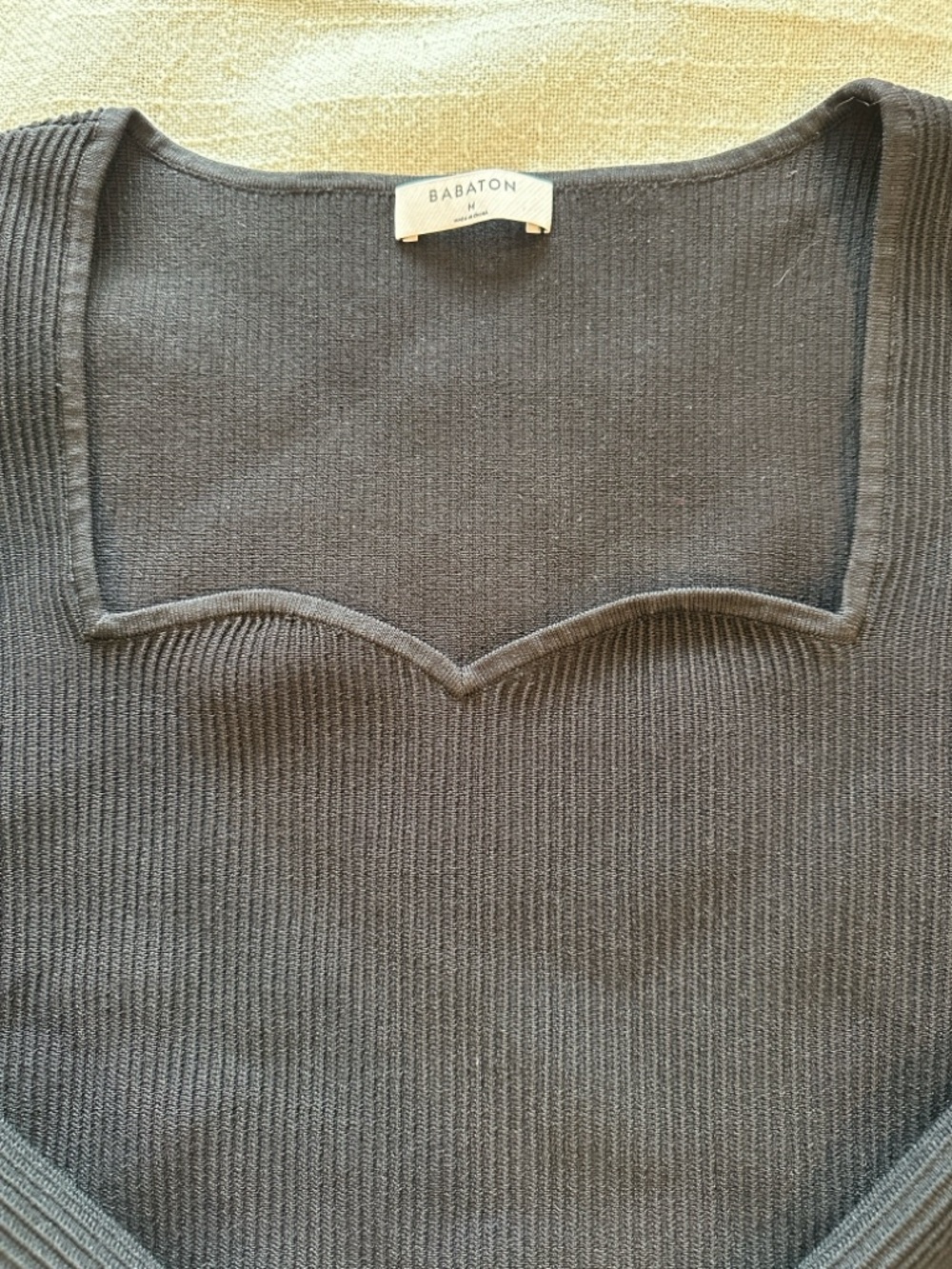Babaton Black Ribbed Sweetheart Square-Neck Long-Sleeve Top - Picture 5 of 5